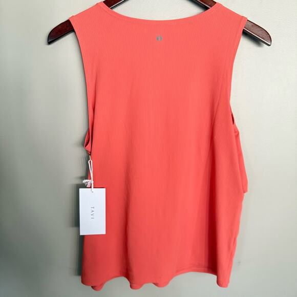 Tavi Noir NWT Synergy Twist Ribbed Tank Top Poppy Pink Lrg BalletCore Feminine - Picture 6 of 12